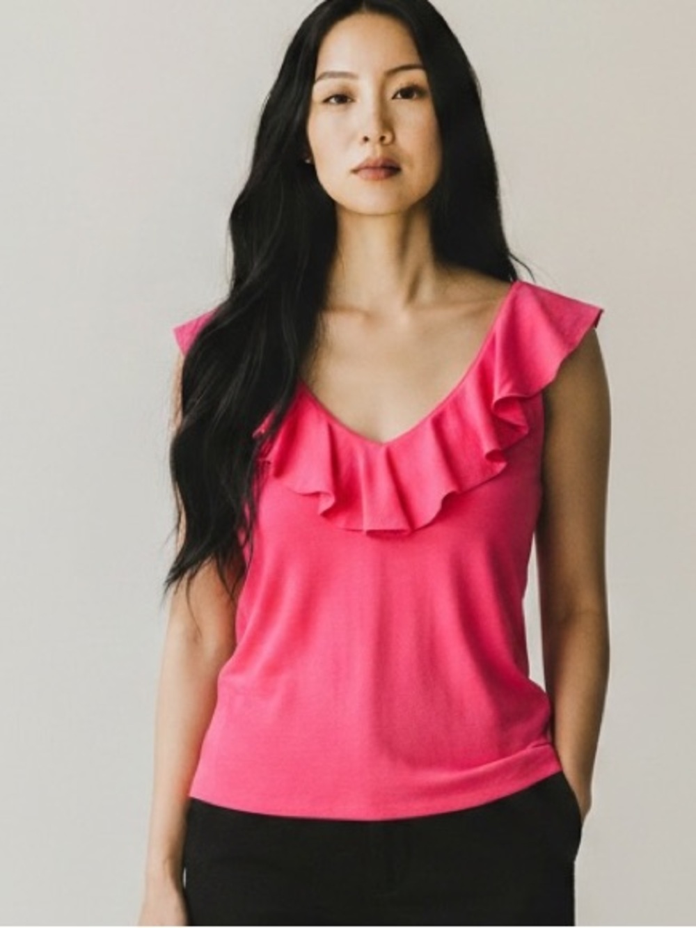NWT Lilly Pulitzer Alessa Ruffle Women’s Tank Top in Vibrant Hot Pink Sz. L - Picture 5 of 5
